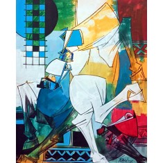 Ashkal, 24 x 30 Inch, Acrylic on Canvas, Abstract Painting, AC-ASH-314